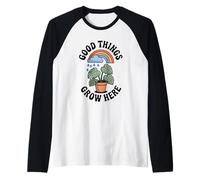 Good Things Grow Here Growth Mindset Rainbow Monstera Plante Manche Raglan