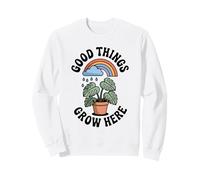 Good Things Grow Here Growth Mindset Rainbow Monstera Plante Sweatshirt