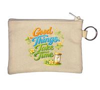 Good Things Take Time Porte-monnaie avec citation Beige