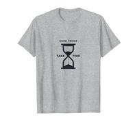 Good Things Take Time Sablier inspirant T-Shirt, Homme, Gris Chiné, 4XL