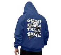 Good Things Take Time Sweat à capuche doublé en polaire pour homme, coupe ample, lettre avec motifs avec capuche, pull à capuche pour automne, vêtements graphiques de travail, gothique, léger,