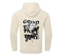 Good Things Take Time Sweat à capuche graphique confortable avec capuche personnalisé avec lettre mignonne hauts décontractés Y2K Anime Backwoods tendance automne Workou gothique College doux, beige