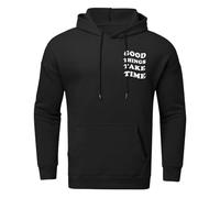 Good Things Take Time Sweat à capuche graphique confortable avec capuche personnalisé avec lettre mignonne hauts décontractés Y2K Anime Backwoods tendance automne Workou gothique College doux, Noir