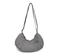 Good Totes Croissant Bag, Large Croissant Sling, Nylon Waterproof Croissant Bag, Large Fashion Nylon Satchel for Women (Gray)