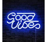 Good Vibe Neon Sign Good Vibes Led Néon Bleu Lettre Néon Applique Murale Pour Chambre Décoration Murale, Fête De Mariage, Chambre De Filles, Hôtel, Bar