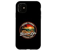 Good Vibes Beach Life Summer Time, rétro, Coucher de Soleil Tropical Coque pour iPhone 11