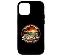 Good Vibes Beach Life Summer Time, rétro, Coucher de Soleil Tropical Coque pour iPhone 12/12 Pro