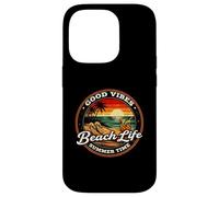 Good Vibes Beach Life Summer Time, rétro, Coucher de Soleil Tropical Coque pour iPhone 14 Pro