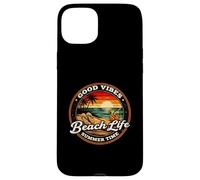 Good Vibes Beach Life Summer Time, rétro, Coucher de Soleil Tropical Coque pour iPhone 15 Plus