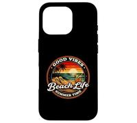 Good Vibes Beach Life Summer Time, rétro, Coucher de Soleil Tropical Coque pour iPhone 16 Pro
