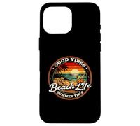 Good Vibes Beach Life Summer Time, rétro, Coucher de Soleil Tropical Coque pour iPhone 16 Pro Max