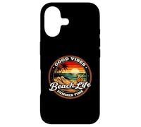 Good Vibes Beach Life Summer Time, rétro, Coucher de Soleil Tropical Coque pour iPhone 17