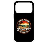 Good Vibes Beach Life Summer Time, rétro, Coucher de Soleil Tropical Coque pour iPhone 17 Pro