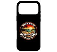Good Vibes Beach Life Summer Time, rétro, Coucher de Soleil Tropical Coque pour iPhone 17 Pro Max