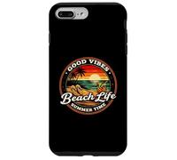 Good Vibes Beach Life Summer Time, rétro, Coucher de Soleil Tropical Coque pour iPhone 7 Plus/8 Plus