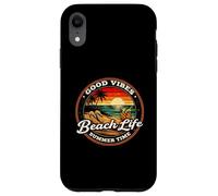 Good Vibes Beach Life Summer Time, rétro, Coucher de Soleil Tropical Coque pour iPhone XR