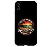 Good Vibes Beach Life Summer Time, rétro, Coucher de Soleil Tropical Coque pour iPhone XS Max