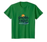Good Vibes & High Tides: Beach Surf Sunset, Hawaïens T-Shirt, Enfant, Vert Kelly, 3 Ans