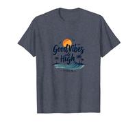 Good Vibes & High Tides: Beach Surf Sunset, Hawaïens T-Shirt, Homme, Bleu Chiné, 6XL