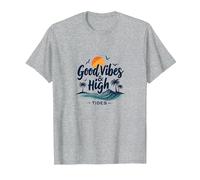 Good Vibes & High Tides: Beach Surf Sunset, Hawaïens T-Shirt, Homme, Gris Chiné, 6XL