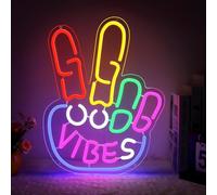 Good Vibes Lampe néon Yeah Good Vibes pour décoration murale, panneau alimenté par USB à intensité variable avec interrupteur marche/arrêt, lumière LED colorée pour chambre à coucher, crèche, club