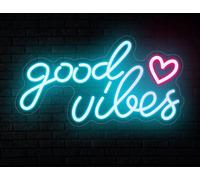 Good Vibes Lampes néon décoratives Enseigne lumineuse Néon Sign, enseigne lumineuse LED Décoration murale pour salle de jeux Chambre Mur Bar Mariage Cadeaux Décoration
