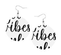 Good Vibes Only Boucles d'oreilles rondes en cuir avec pendentif élégant et léger pour femmes et filles, taille unique, cuir, sans pierre précieuse