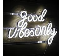Good Vibes Only Enseigne Néon Blanc LED Mot Lumière Signe Néons Signes Acrylique Lettres LED Signes pour Chambre Mur Bar Partie Décor 16.5"X9.4"
