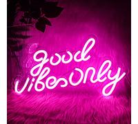 Good Vibes Only Enseigne Néon Rose LED Mot Lumière Signe Néons Signes Acrylique Lettres LED Signes pour Chambre Mur Bar Partie Décor 16.5"X9.4"
