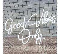 Good Vibes Only Panneau néon pour décoration murale, éclairage décoratif à DEL blanc froid pour café, salon, bar, club et fête (adaptateur d'alimentation inclus)