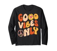Good Vibes Only Peace Love 60-70s Tie Dye Groovy Hippie Manche Longue