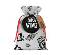 Good Vibes Only Pochettes élégantes avec cordon de serrage, sacs cadeaux réutilisables avec cordon de serrage, parfaits pour les vacances et les fêtes
