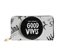 Good Vibes Only Portefeuille en cuir avec fermeture éclair pour téléphone portable, carte de crédit, argent, noir, taille unique, Noir/blanc, One Size