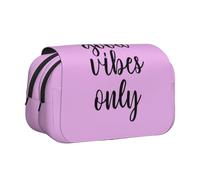 Good Vibes Only Trousse à crayons portable avec impression multi-usages pour cosmétiques et produits de toilette Grande capacité Utilisation quotidienne