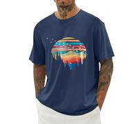 Good Vibes T-shirt pour homme Motif vague hippie Slogan Surf Design Vintage Rétro Uni Confortable Mode Streetstyle, Marine, L