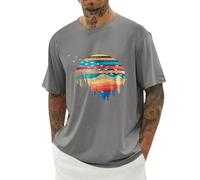 Good Vibes T-shirt pour homme Motif vague hippie Slogan Surf Design Vintage Rétro Uni Confortable Mode Streetstyle, gris, 4XL