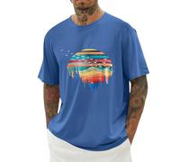 Good Vibes T-shirt pour homme Motif vague hippie Slogan Surf Design Vintage Rétro Uni Confortable Mode Streetstyle, bleu, XL