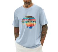 Good Vibes T-shirt pour homme Motif vague hippie Slogan Surf Design Vintage Rétro Uni Confortable Mode Streetstyle, bleu clair, S