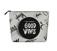 Good Vibes Trousse de toilette avec fermeture éclair et fermeture éclair pour femme Noir Taille unique, Noir/blanc, One Size