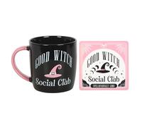 Good Witch Social Club Ensemble tasse et dessous de verre | Tasse et dessous de verre | 9,5 x 12,0 x 9,0 cm
