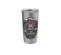 Good Yoga Vibes Meditation Wellness Mandala Lotus Gobelet isotherme en acier inoxydable double paroi