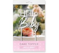 GoodBake Décoration de gâteau - Hello Baby - Argent - Décoration de gâteau - Décoration de gâteau - Décoration de gâteau parfaite pour baptême, baby showers, etc.