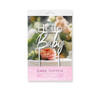 GoodBake Décoration de gâteau - Hello Baby - Argent - Décoration de gâteau - Décoration de gâteau - Décoration de gâteau parfaite pour baptême, baby showers, etc.