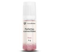 GoodBake Paillettes comestibles roses 6 g | sans sucre, végétaliennes et sans goût | Paillettes pour boissons, cocktails et gâteaux, avec colorant alimentaire en poudre