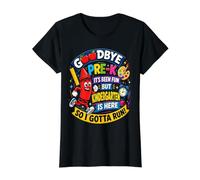 Goodbye Pre-K Hello Kindergarten is Here Back to School T-Shirt Graphique avec Valeur, Femme, Noir, M