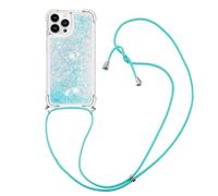 GoodcAcy Compatible avec Samsung Galaxy S21 FE 5G avec Cordon,Collier Coque Glitter Transparent Paillettes Etui Bumper Silicone Case avec Chaîne Lanière Housse pour Smartphone Lanyard Case,Vert Clair