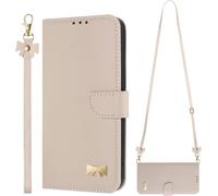 GoodcAcy Coque avec Cordon pour Motorola Edge 60 Pro 5G,Coque Etui avec Porte Carte à Rabat Clapet Portefeuille en Cuir Pochette Antichoc Flip Case Étui Cover Housse Protection Complète Coque,Blanc