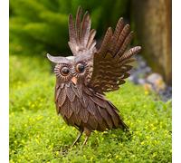 Goodeco Hibou en métal pour sculptures et statues de jardin - Hibou debout imperméable - Décorations de hibou pour la maison, la terrasse et le balcon, cadeau de chouette pour