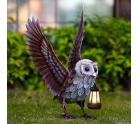 Goodeco Statue de chouette de jardin avec lanterne solaire - 53,3 cm Grande figurine de hibou élégante et mignonne pour la maison et l'extérieur, cadeau parfait pour le jardinage