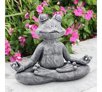 Goodeco Statue de Grenouille méditante - Décoration de Jardin - Bouddha Zen - Décoration de Jardin - Décoration d'intérieur et de Jardin - 32,5 cm - Résine synthétique - Finition Pierre Grise
